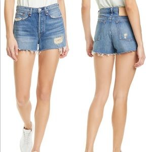 Maya Distressed High Waist Cutoff Denim Shorts